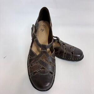 Clarks Bendables Brown Leather Mary Jane Flats Sandals